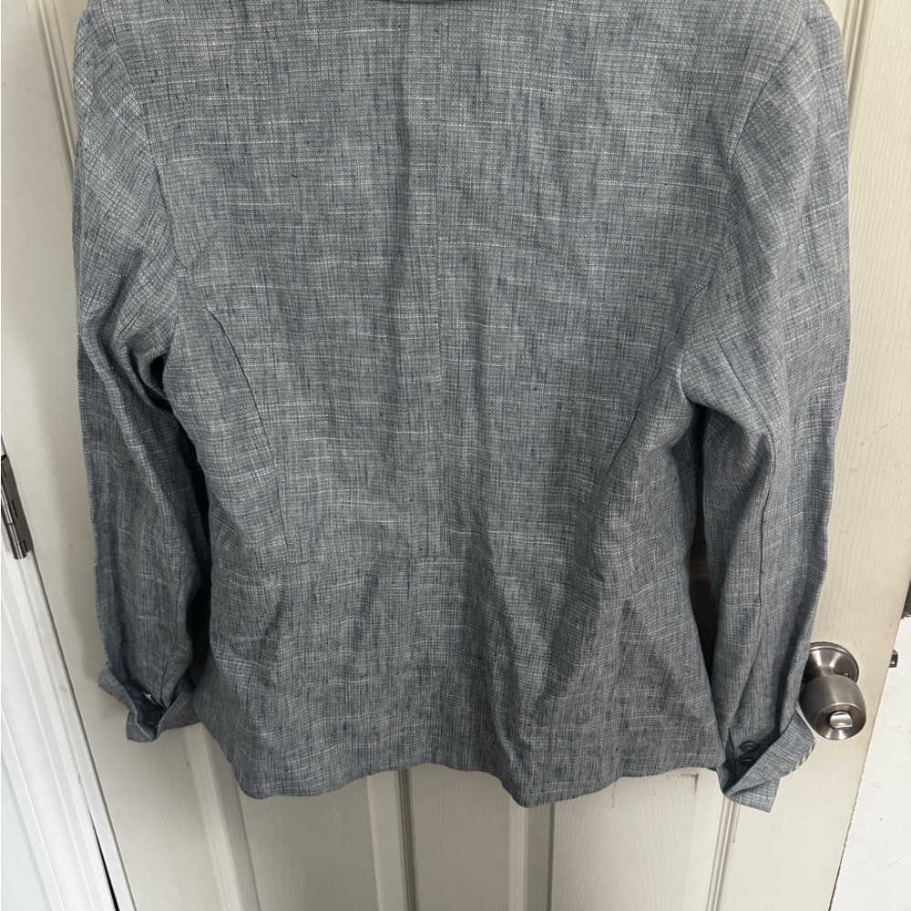 CAbi Breasted Beachwalk One Button Blazer Linen Blend Textured Blue Women’s 10 - Picture 7 of 12